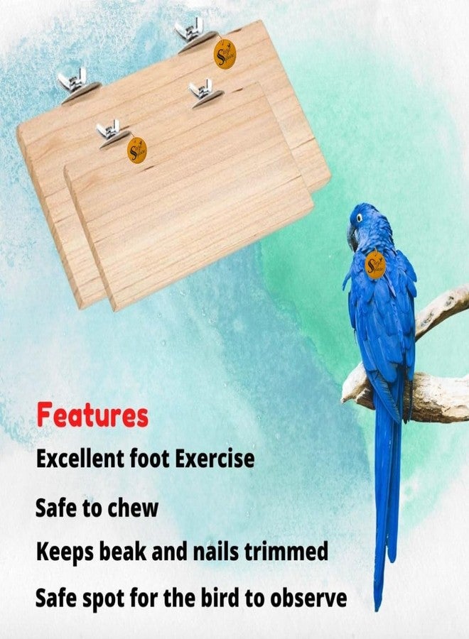 Sage Square Wooden Stand Platform Made of Natural Wood Combo of Two (9 * 4.5 & 12 * 4.5 inches) Rectangle Shaped Perch Stand, Cage Accessories, Gym, Playful Toy, Suitable for Birds, Parrots, Budgies - Image 5